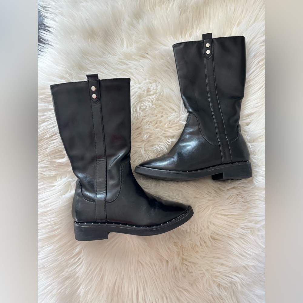 wonder nation Black Mid-Calf Pull-On Heeled Boots